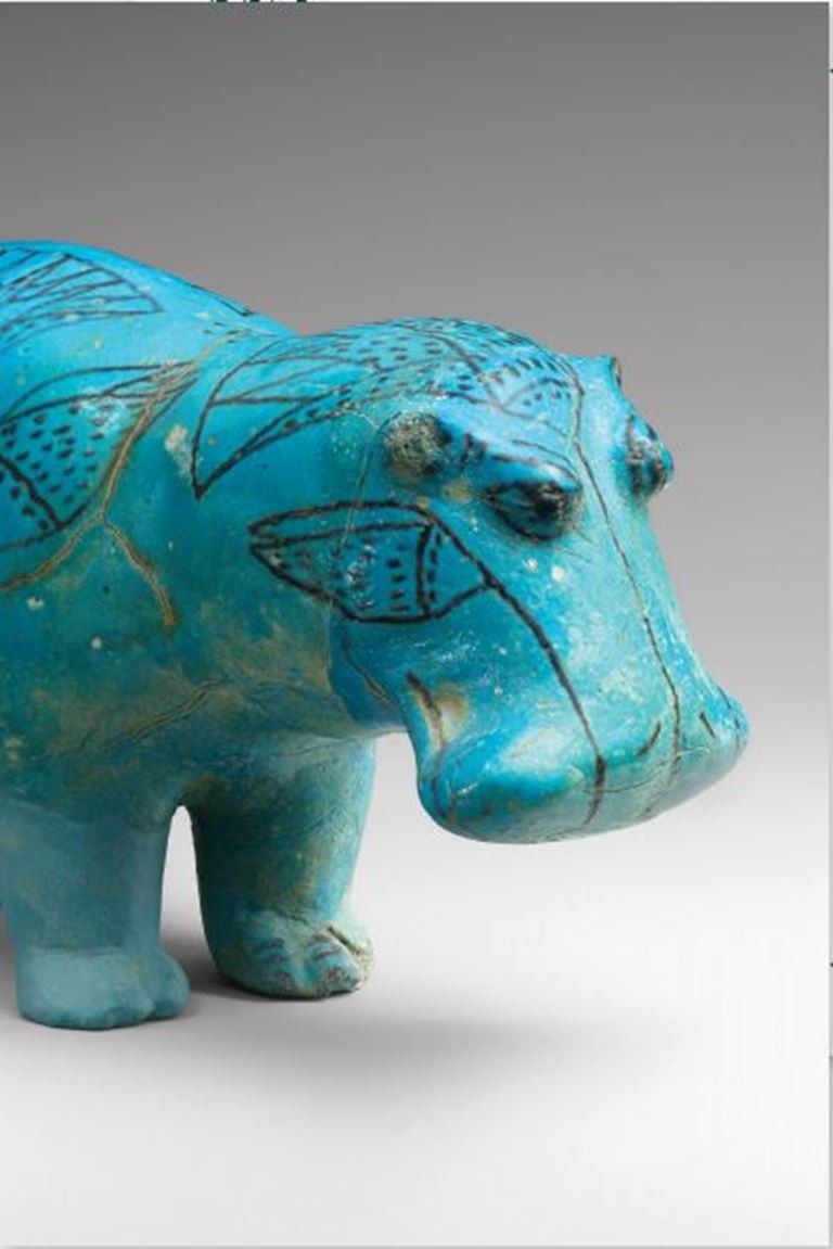 Hippopotamus ("William"). Egypt, Middle Egypt, Meir; Middle Kingdom, Dynasty 12, reign of Senwosret II, ca. 1961-1878 B.C. Faience, Gift of Edward S. Harkness, 1917 (17.9.1)